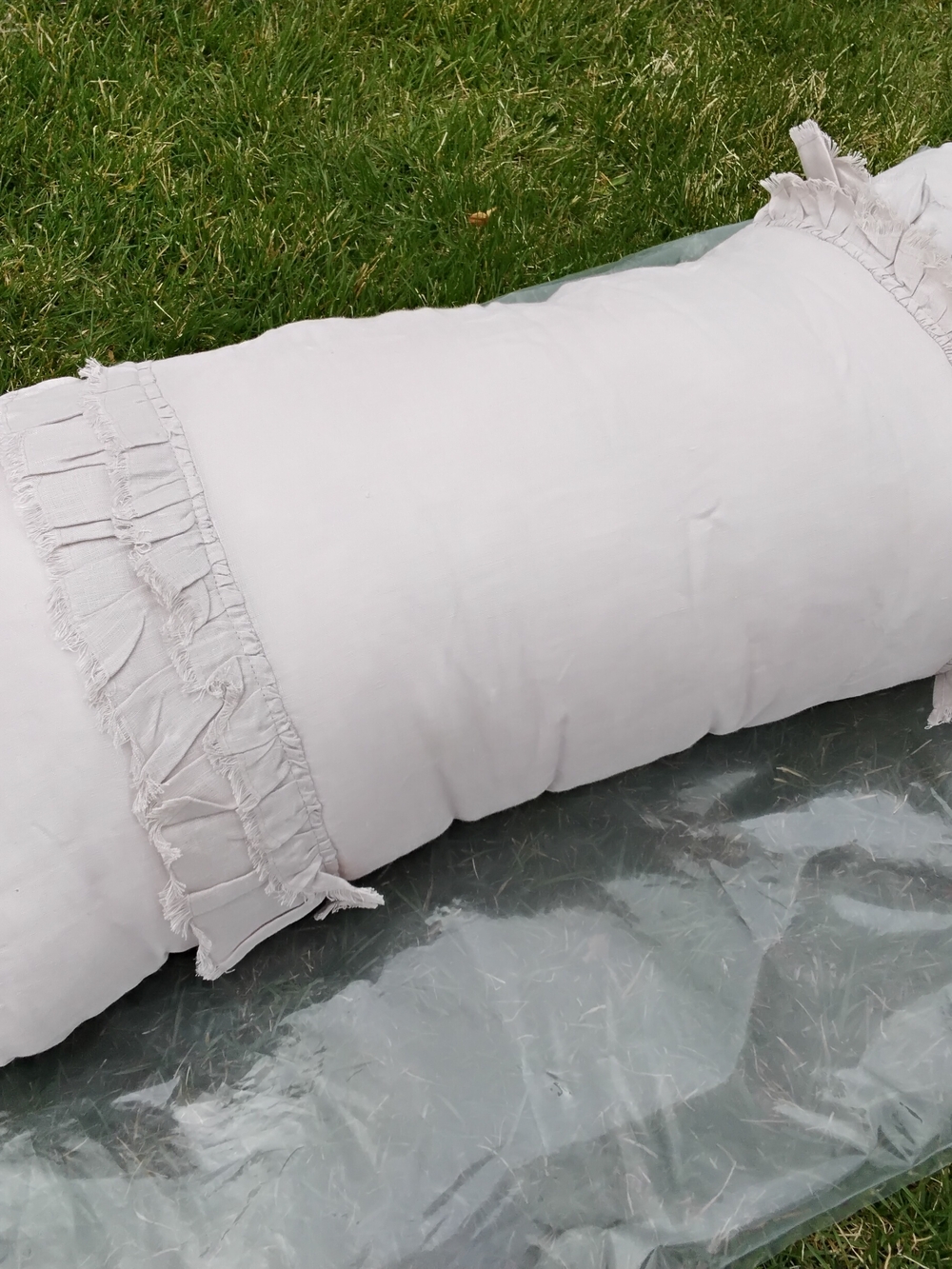 Wamsutta White Ruffled Bolster Pillow